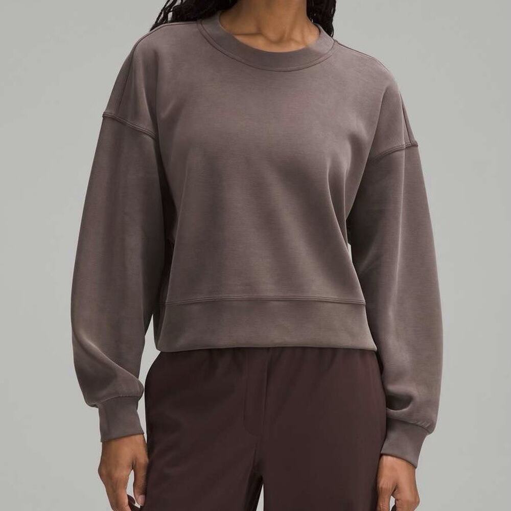 Lululemon Softstreme Perfectly Oversized Crop Crew Brown Espresso S/M